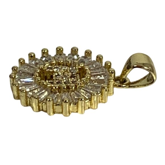 Petite Monogram Inital M Gold Tone Pendant ONLY w/ Rhinestone Baguette Halo - Picture 5 of 6